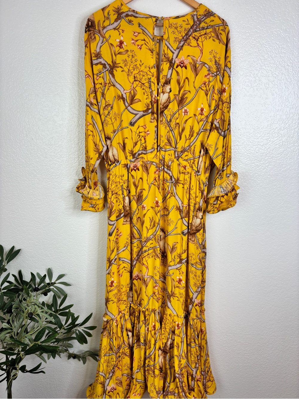 NWT Johanna Ortiz x H&M Yellow Floral Crepe Dress Size L - Picture 15 of 16